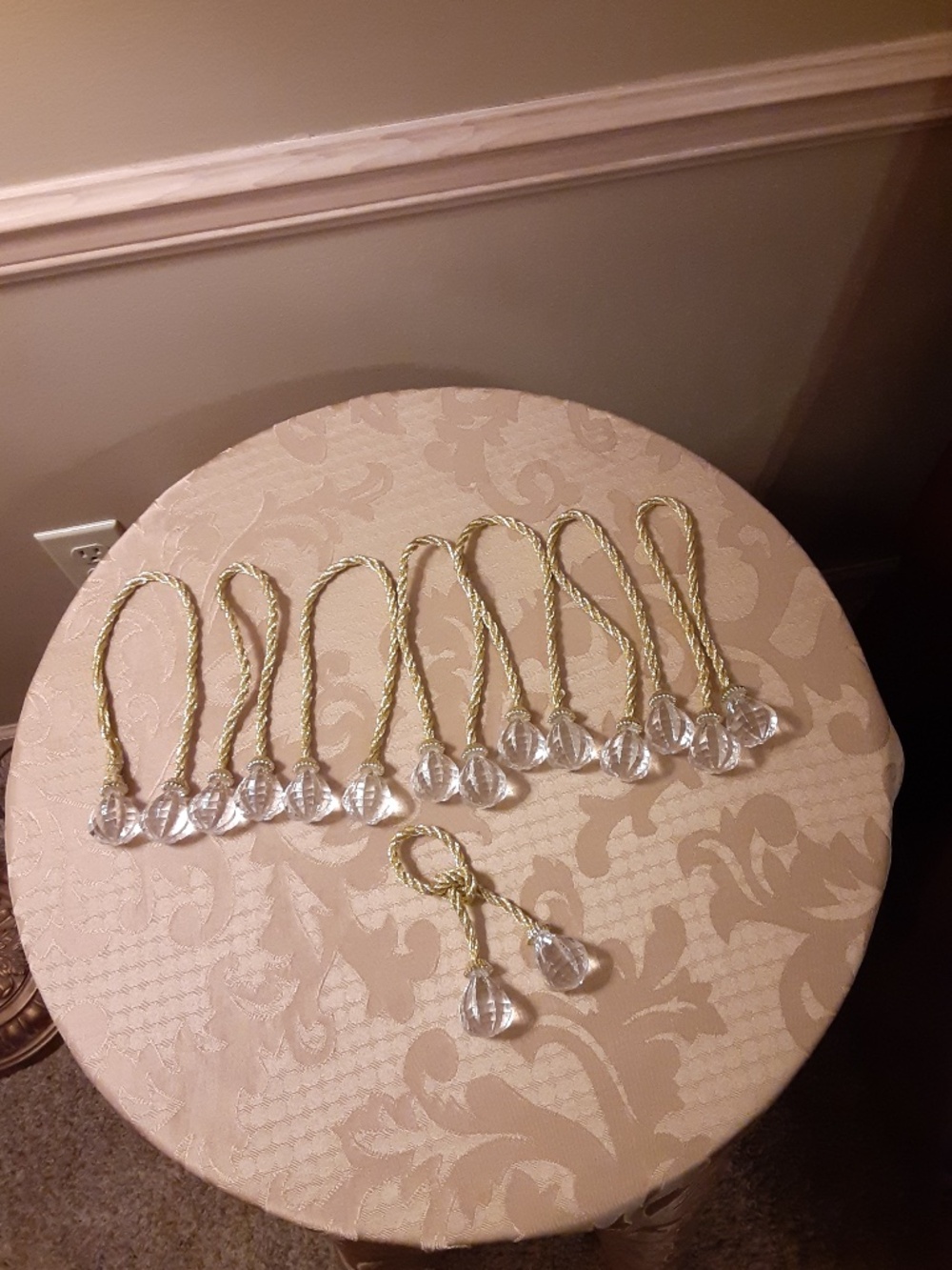 Chandelier Prism Acrylic Prisms attached to Metallic Gold Cord